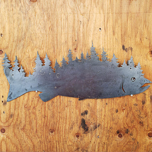 Alaska Salmon Fish Metal Art Personalized Metal Name Sign Decor