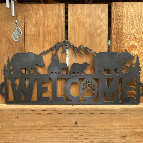Welcome Sign with Bears - Leavenworth Metal Co.