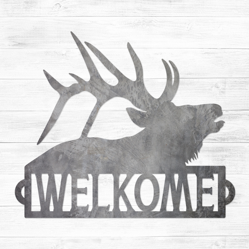 Welcome Elk Metal Sign