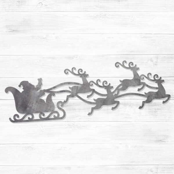 Santa's Sleigh Metal Wall Art